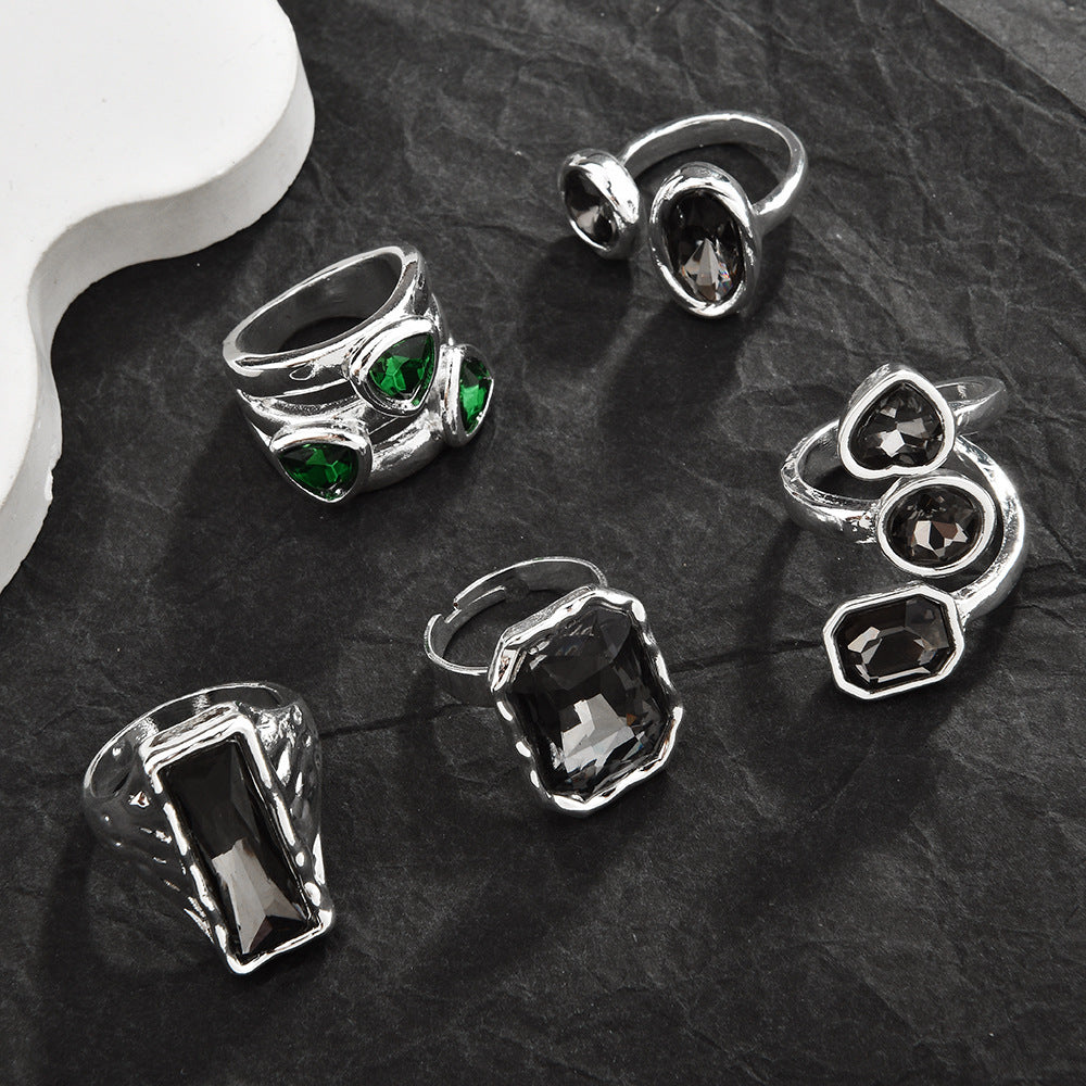 Retro Niche Design Gemstone Open Ring