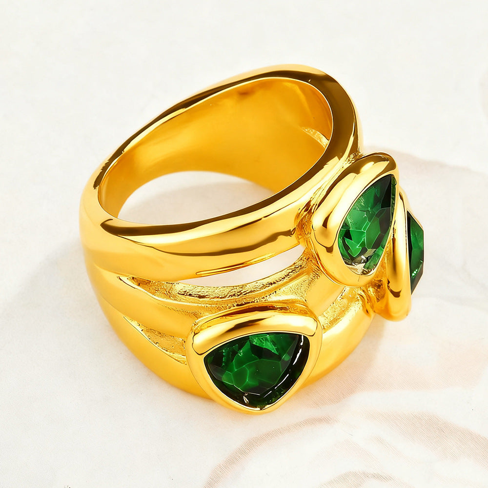 Retro Niche Design Gemstone Open Ring