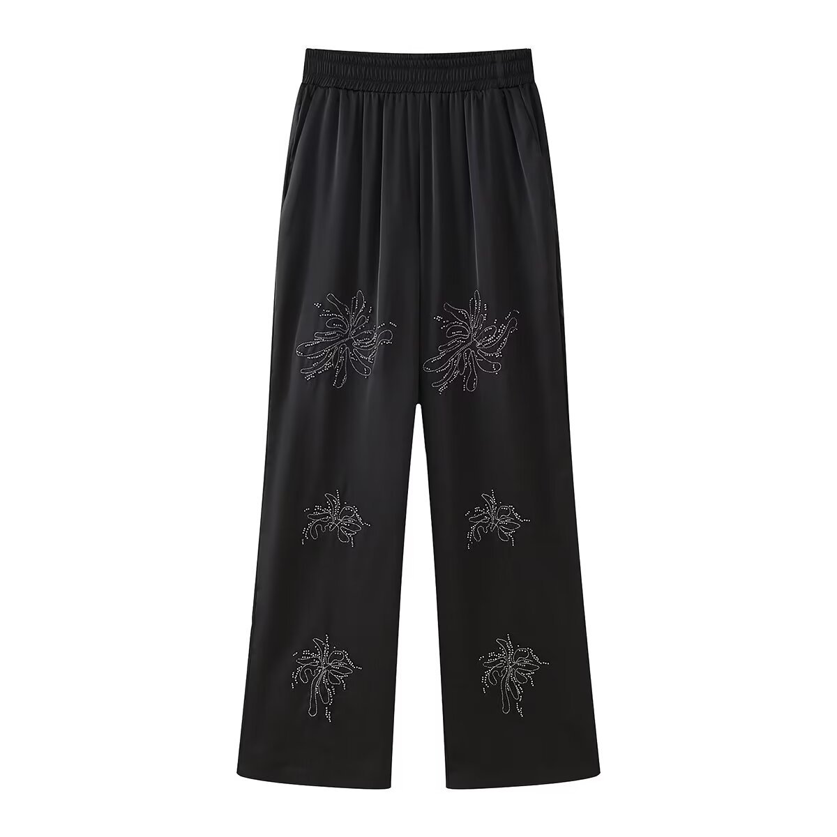 French Fashion Beaded Embroidered Shirts High Waist Casual Trousers Sets
