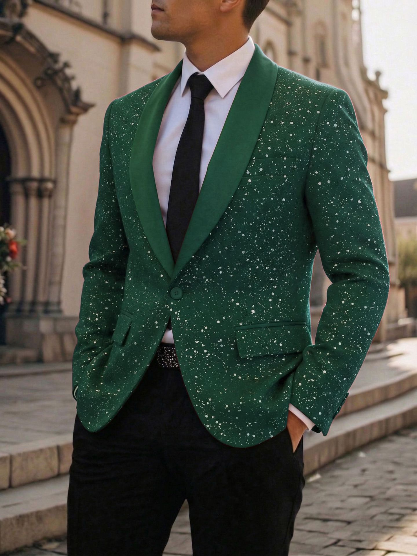 Men's Suit Casual Shiny Banquet Party Outerwear