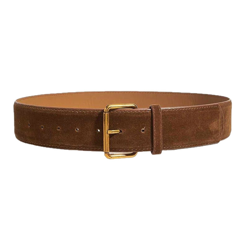 Womens Wide Suede High-end Minimalist Versatile Belt