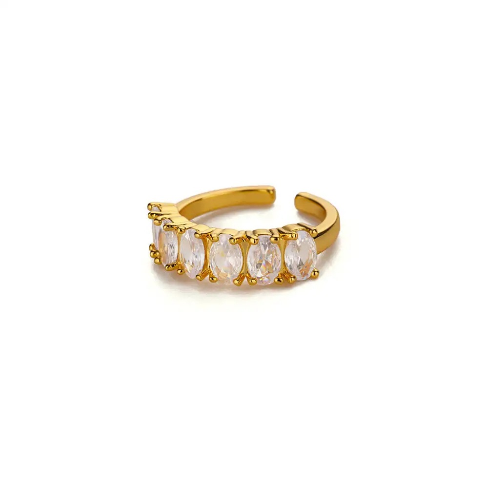 18k Gold-plated Ring, Niche And Unique, With Diamond Setting