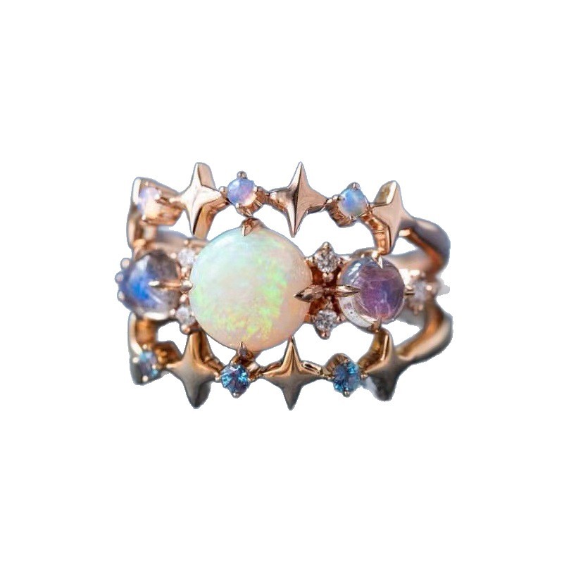 New Electroplated Rose Gold Three-Piece Ring Set