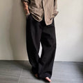 Mens Pleated Textured Wide-Leg Pants