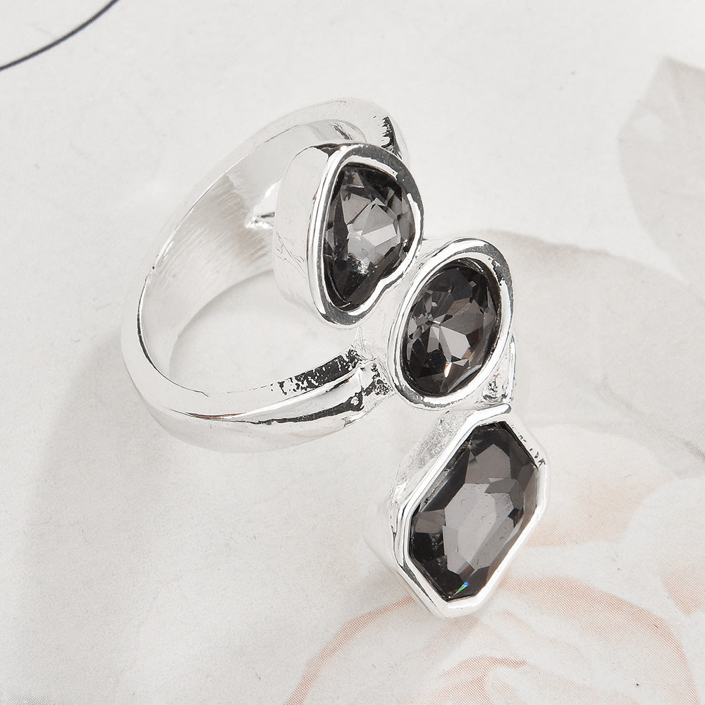 Retro Niche Design Gemstone Open Ring