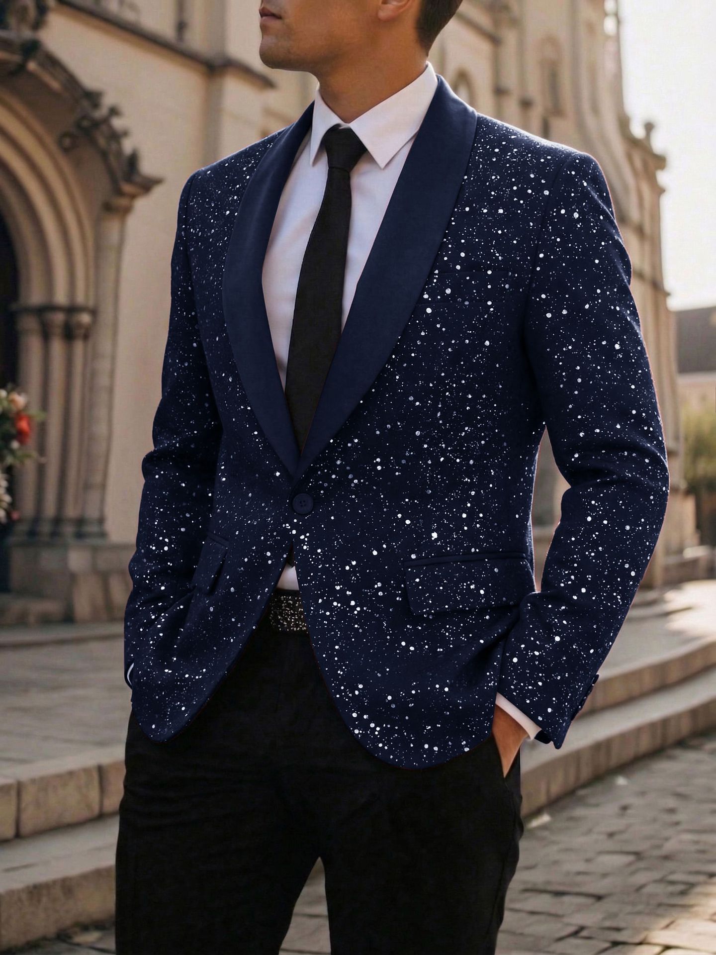 Men's Suit Casual Shiny Banquet Party Outerwear