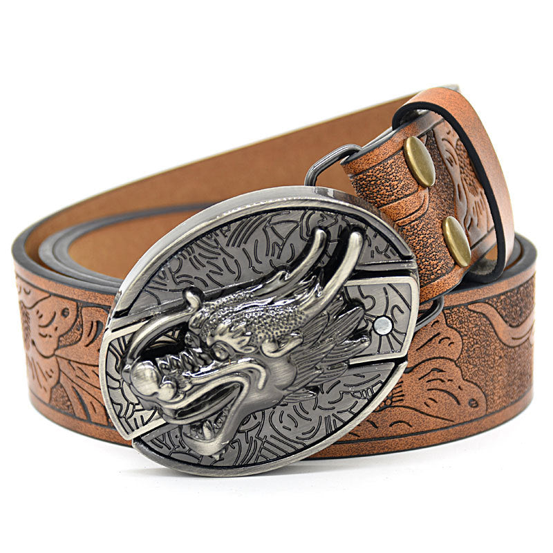 Personality Student Trendy Printing Engraving Smooth Buckle Knife Embossing Belt