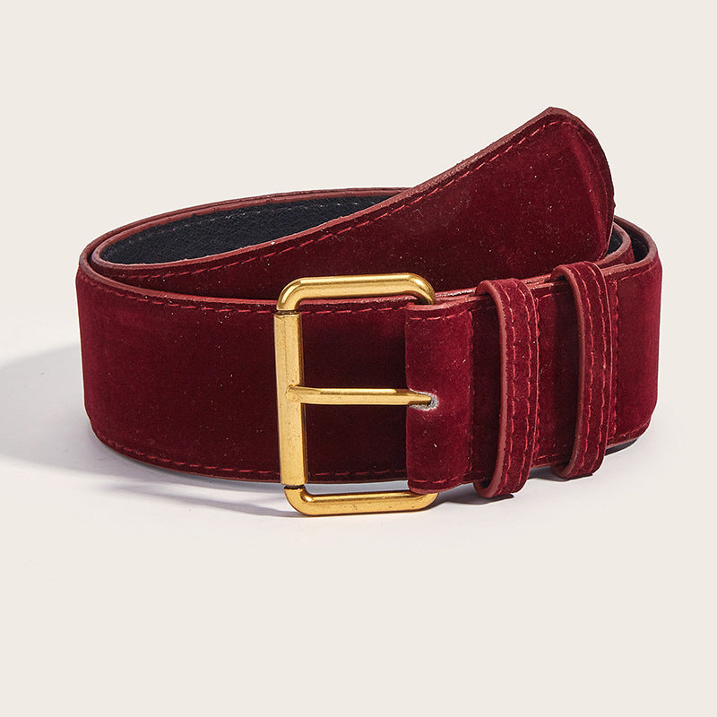 Womens Wide Suede High-end Minimalist Versatile Belt