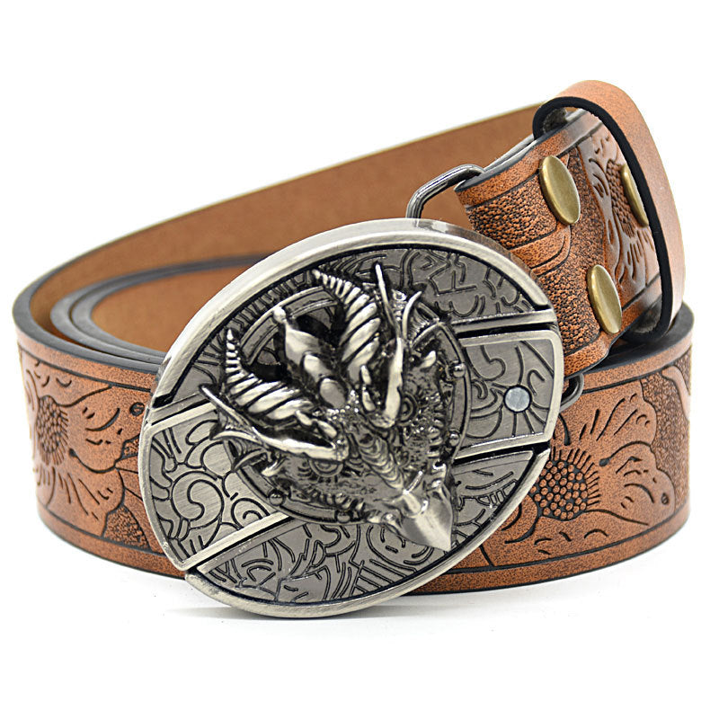 Personality Student Trendy Printing Engraving Smooth Buckle Knife Embossing Belt
