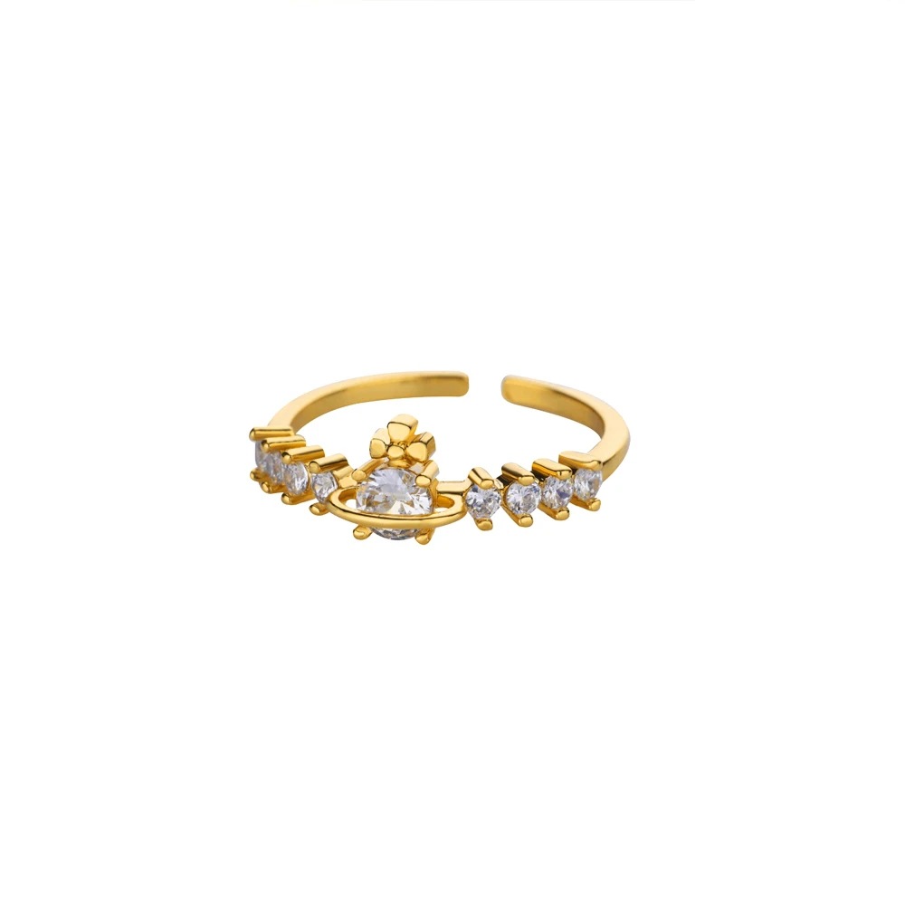 18k Gold-plated Ring, Niche And Unique, With Diamond Setting