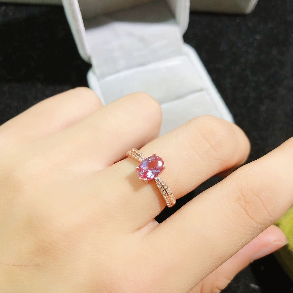 Colorfast High-end 18K Gold-plated Ring With Natural Amethyst