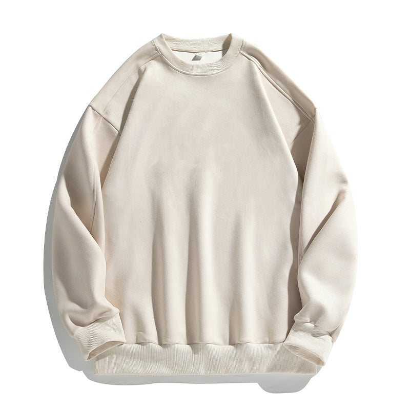 Suede-look Solid-color Casual Hoodie For Men