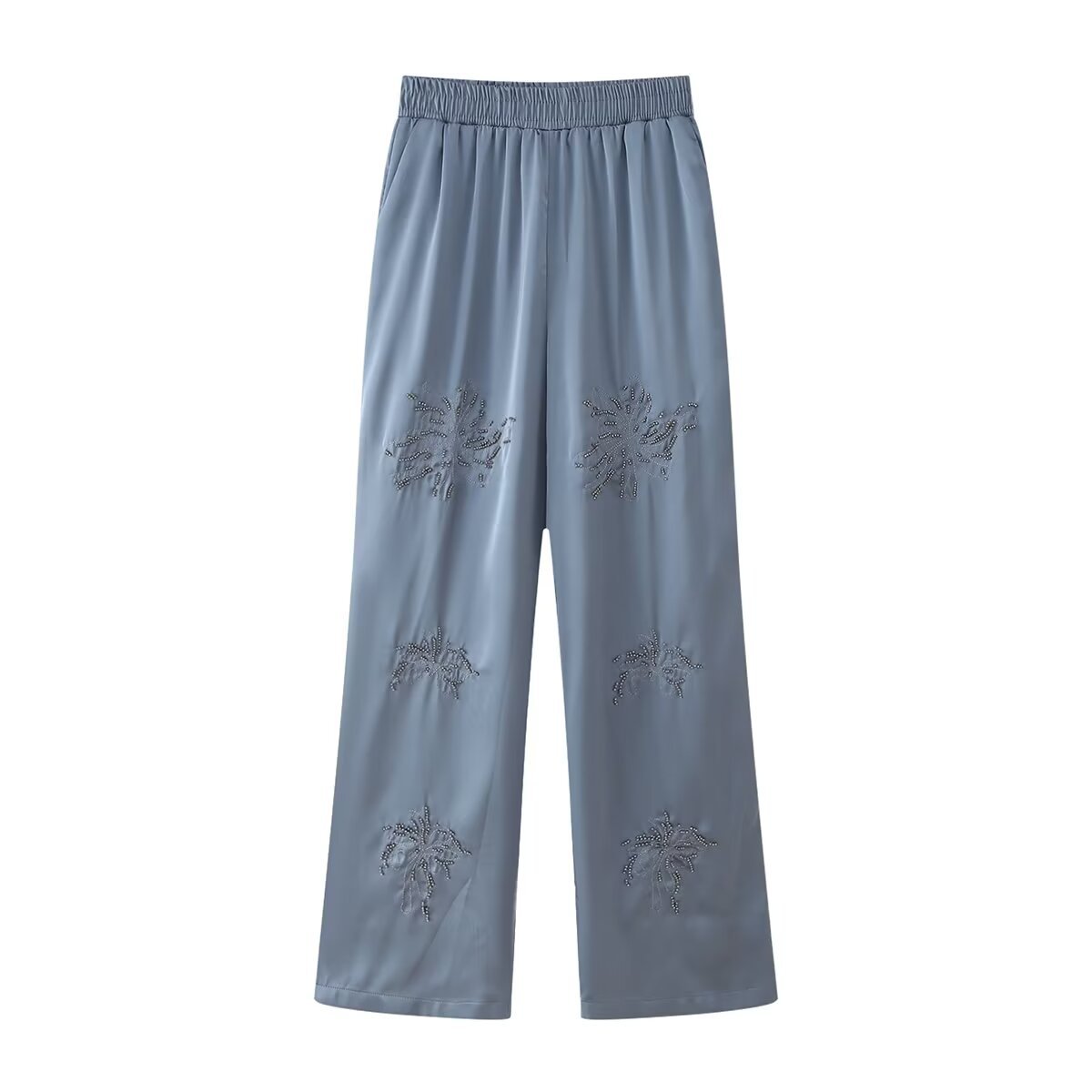French Fashion Beaded Embroidered Shirts High Waist Casual Trousers Sets