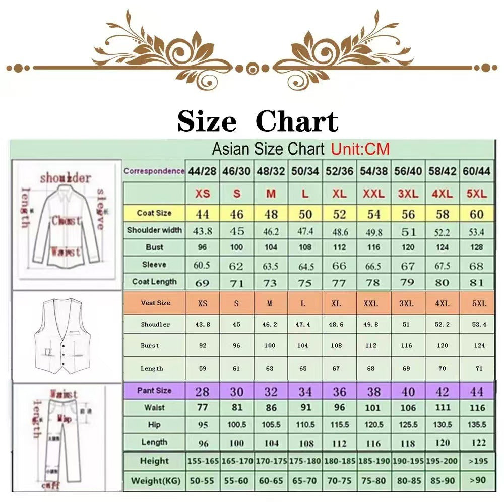Men's Stylish Business Suit Three-Piece Set