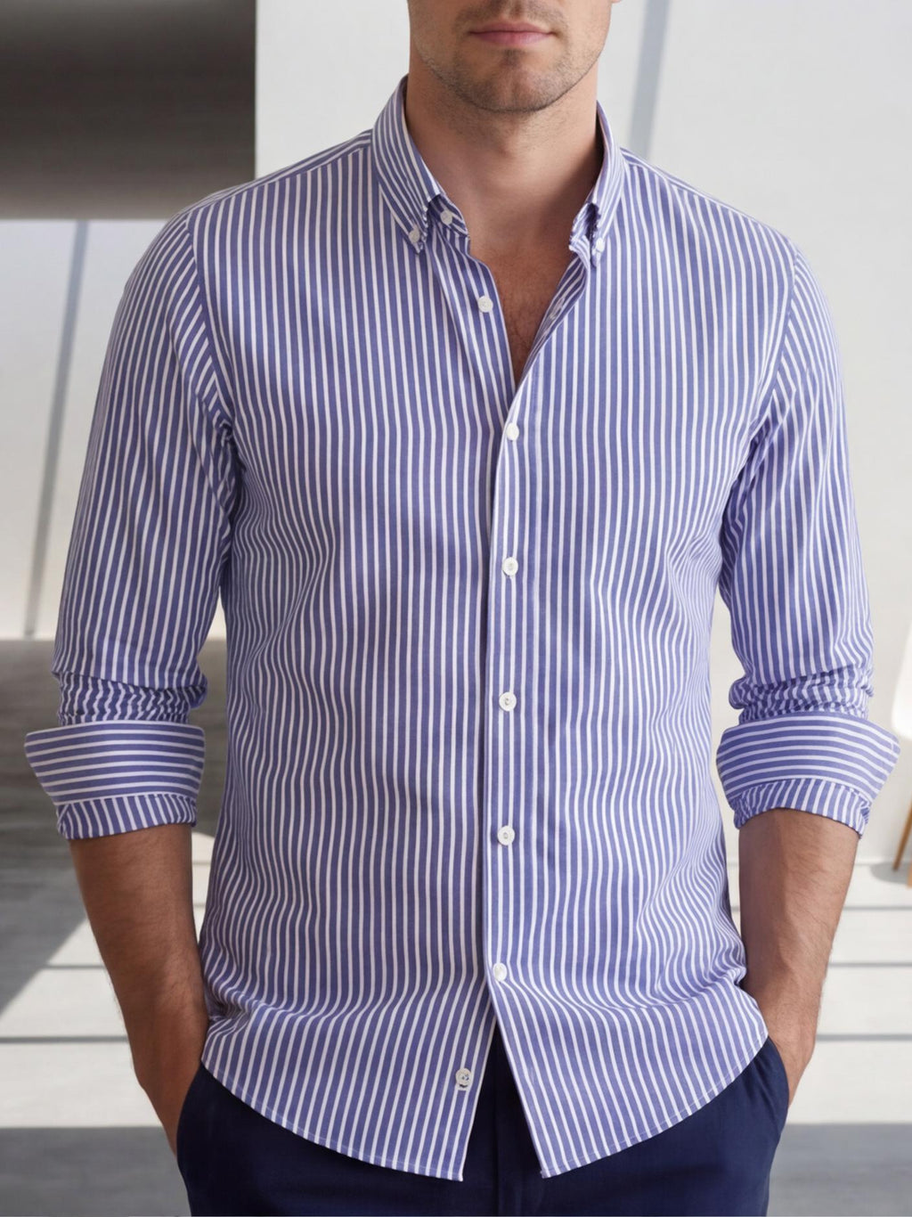 Men's Long-sleeve Striped Base-layer Shirt