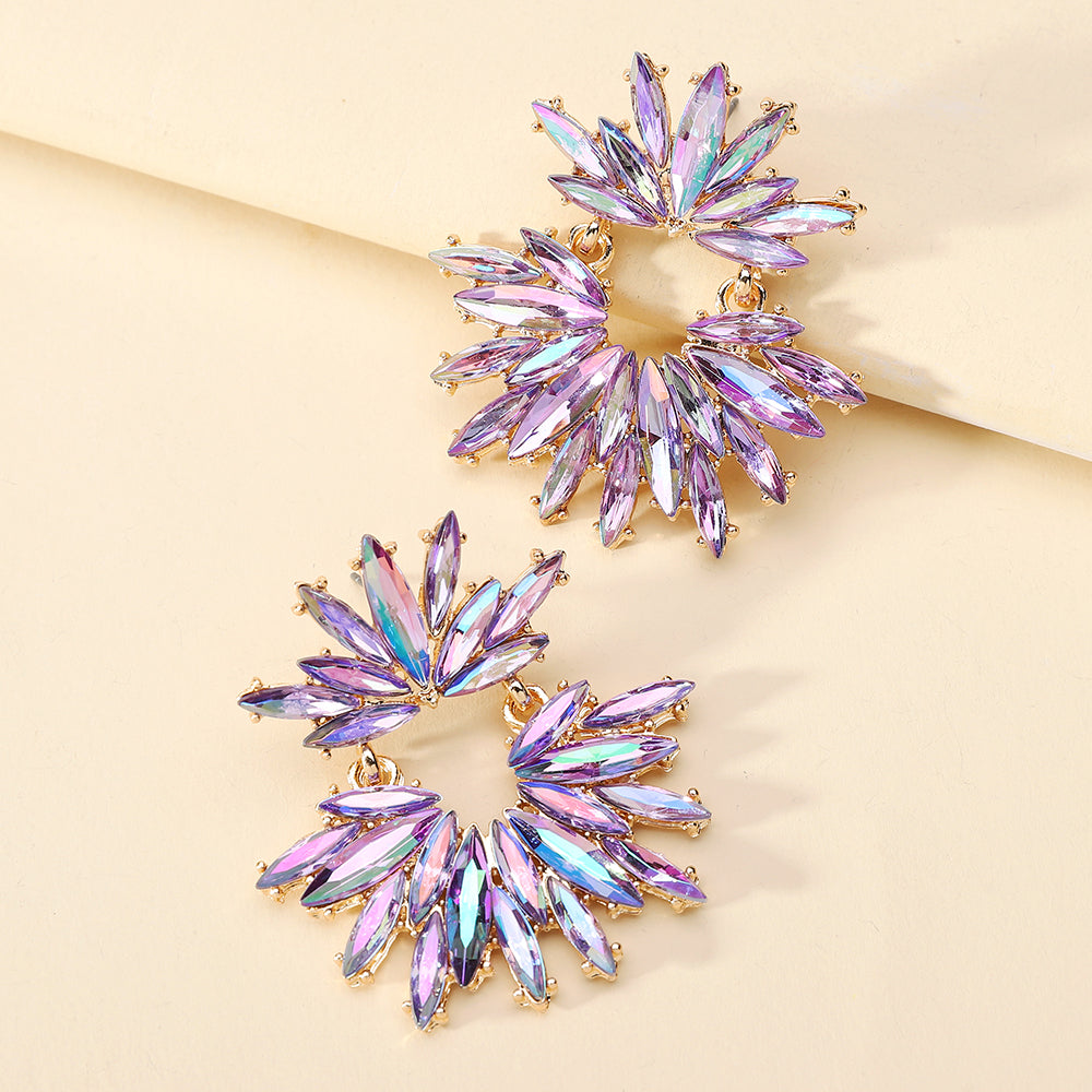 Women's Vintage Elegant Luxury Marquise Rhinestone Floral Drop Earrings Sparkly Jewelry For Bridal Wedding Party Occasions