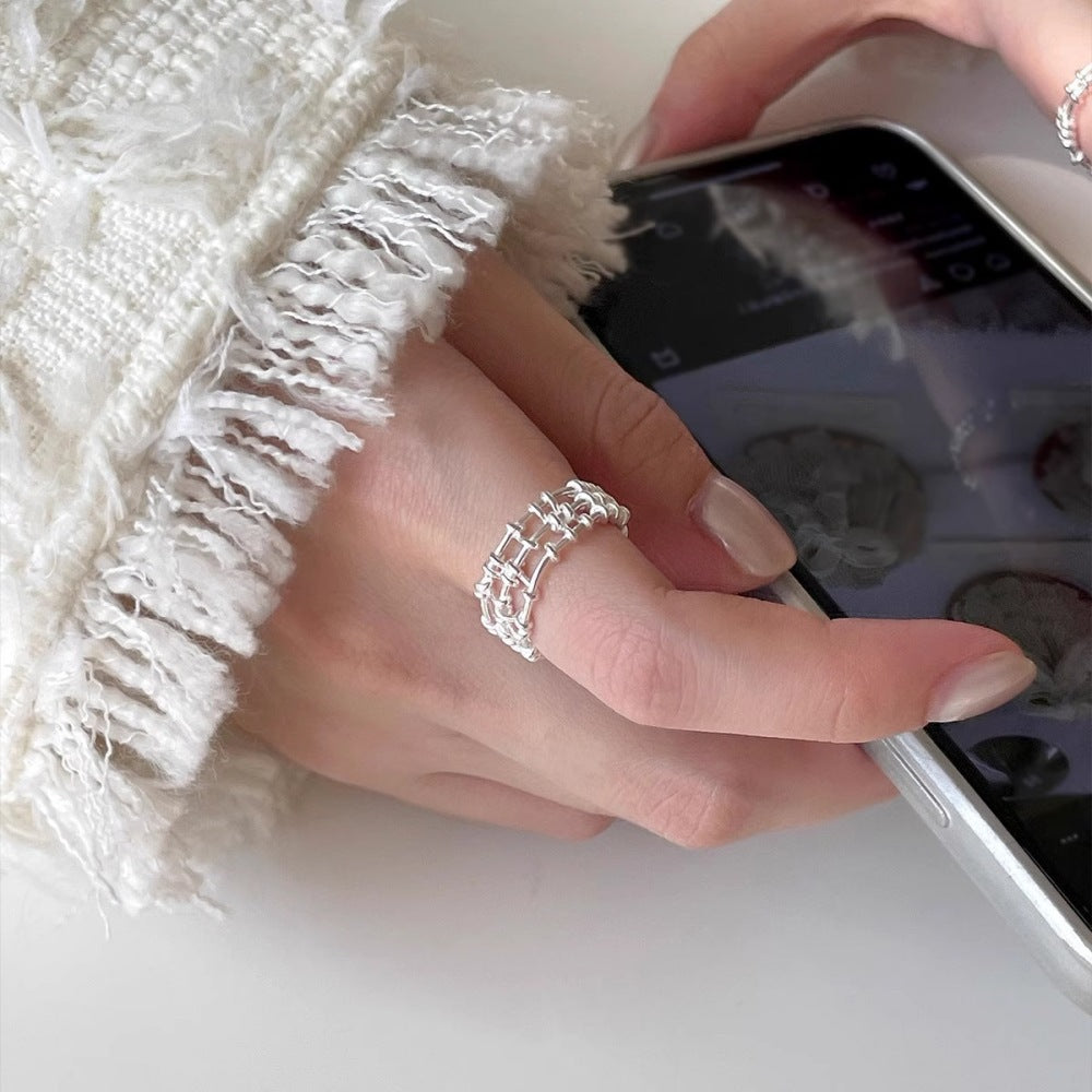 Women S925 Sterling Silver Ring, Minimalist High-End Non-Tarnish Vintage Jewelry