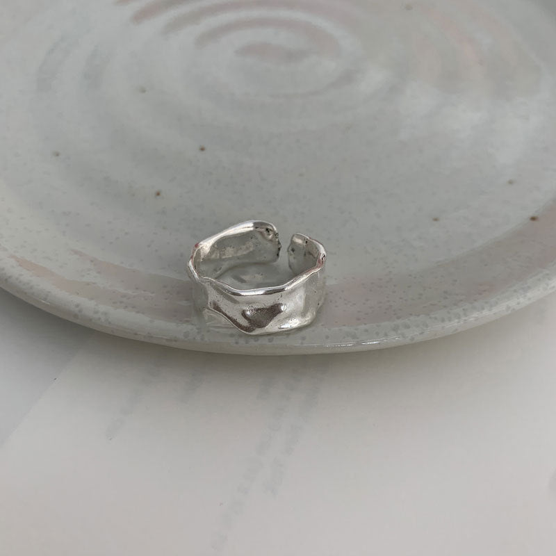 Minimalist 925 Silver Twisted Chain Open Ring, Vintage Adjustable Cuff Band, Korean Fashion Jewelry For Women