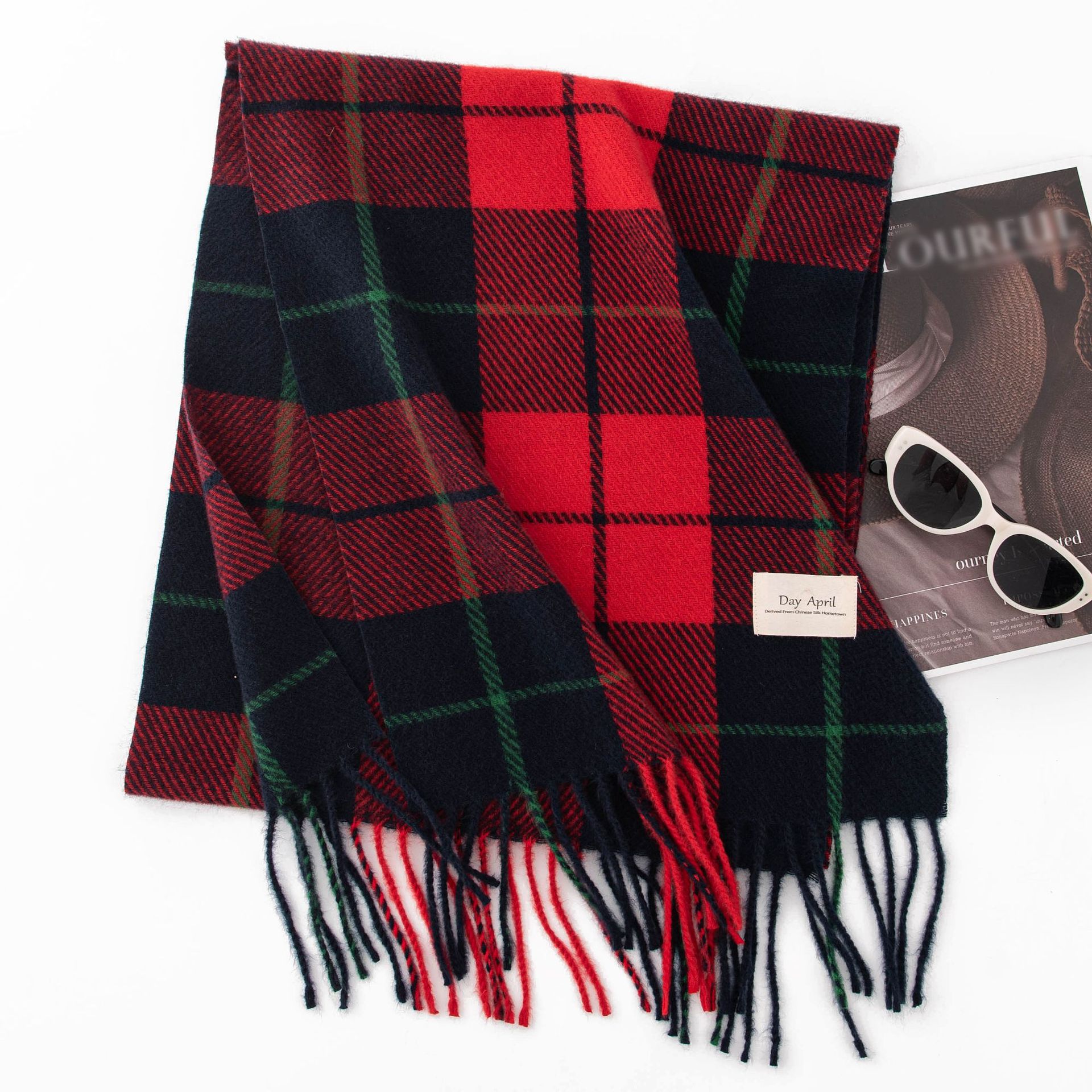Stylish And Simple Womens Faux Cashmere Plaid Scarf