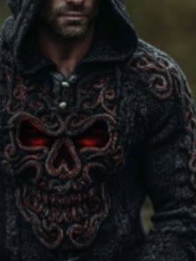Men`s European And American-Style Autumn Winter Printed Hoodie With Graphic Print