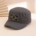 Cross-border Military Enthusiasts' Flat-top Baseball Cap With Embroidered Brazilian Flag, Curved Brim, Casual Mountain Climbing Beanie Hat
