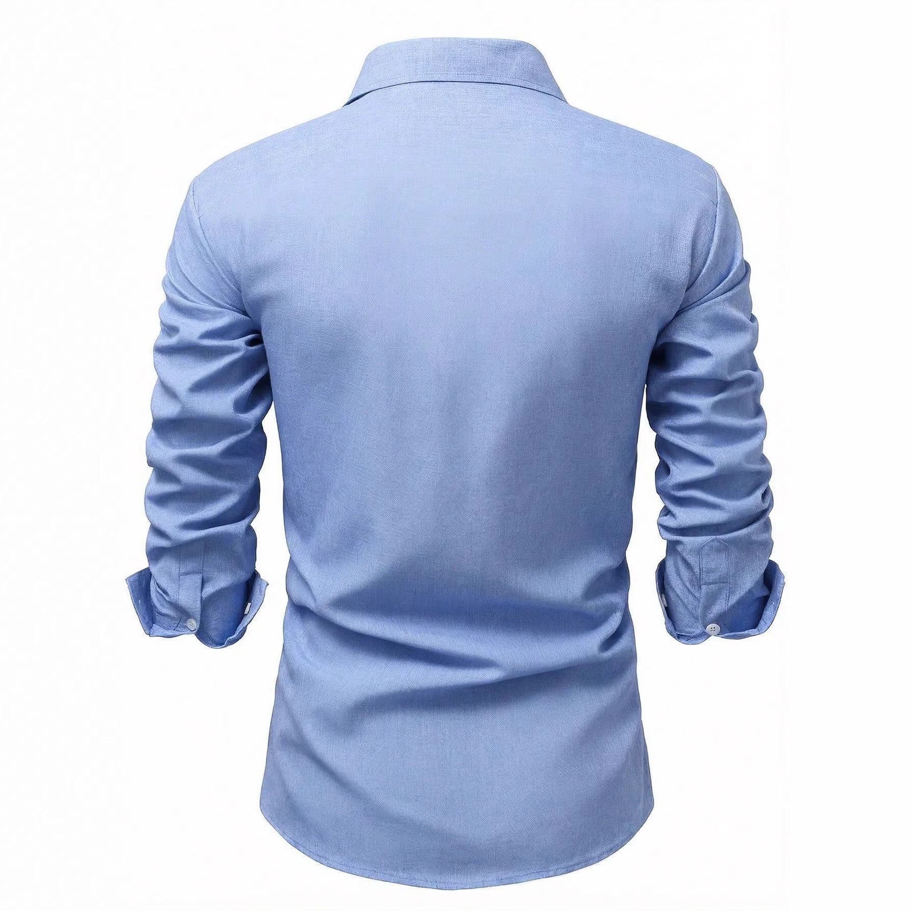 Mens Long-Sleeve Solid-Color Casual Breathable Shirt