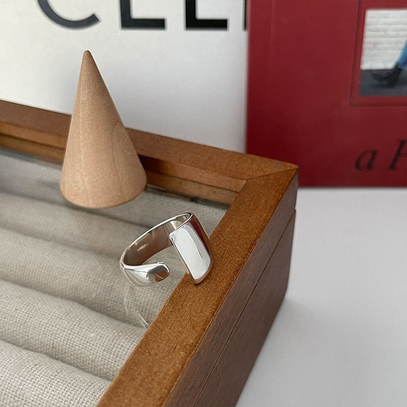 Minimalist Irregular 925 Silver Stackable Rings, INS Style Simple Plain Band, Modern Non-Tarnish Jewelry Gift For Her