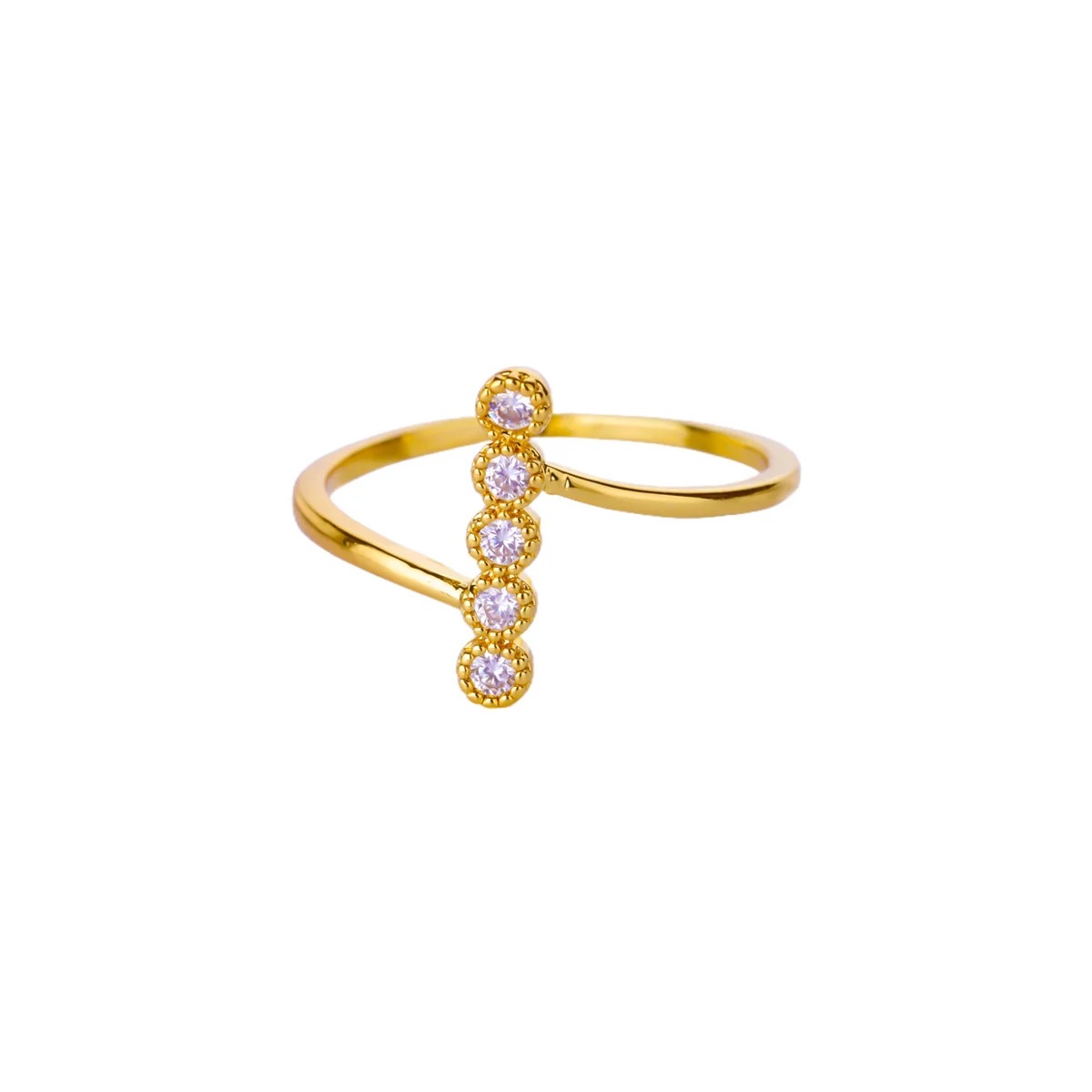 18k Gold-plated Ring, Niche And Unique, With Diamond Setting