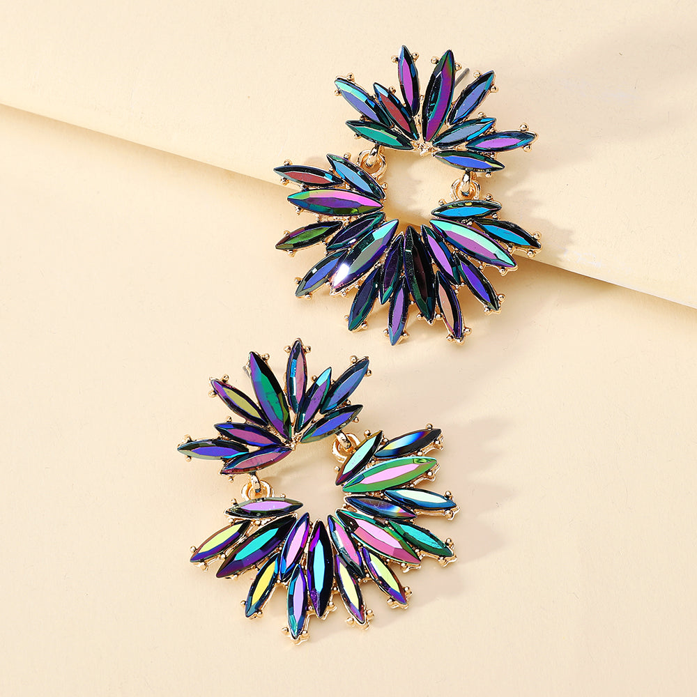 Women's Vintage Elegant Luxury Marquise Rhinestone Floral Drop Earrings Sparkly Jewelry For Bridal Wedding Party Occasions