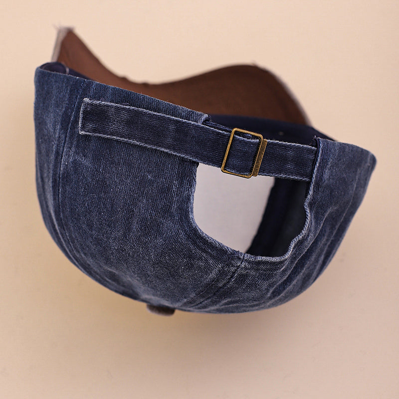 Colored Patch Adjustable Beveling, Hole Punching, Water Washing, Distressed Vintage Style Casual Baseball Cap, Suitable For Outdoor Sports And Outings.