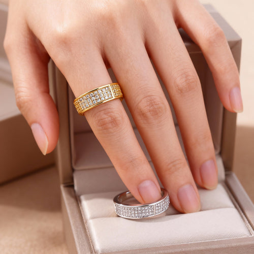18k Gold-plated Ring, Niche And Unique, With Diamond Setting