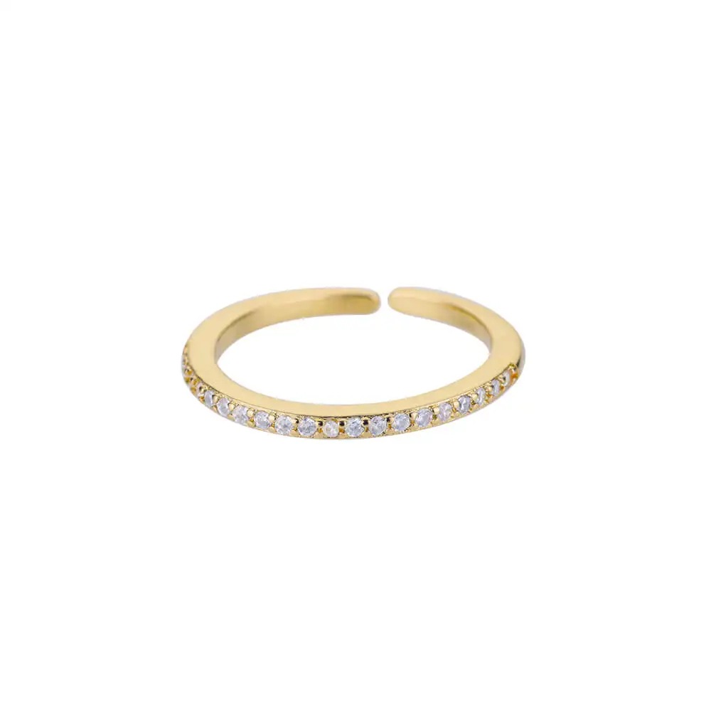 18k Gold-plated Ring, Niche And Unique, With Diamond Setting