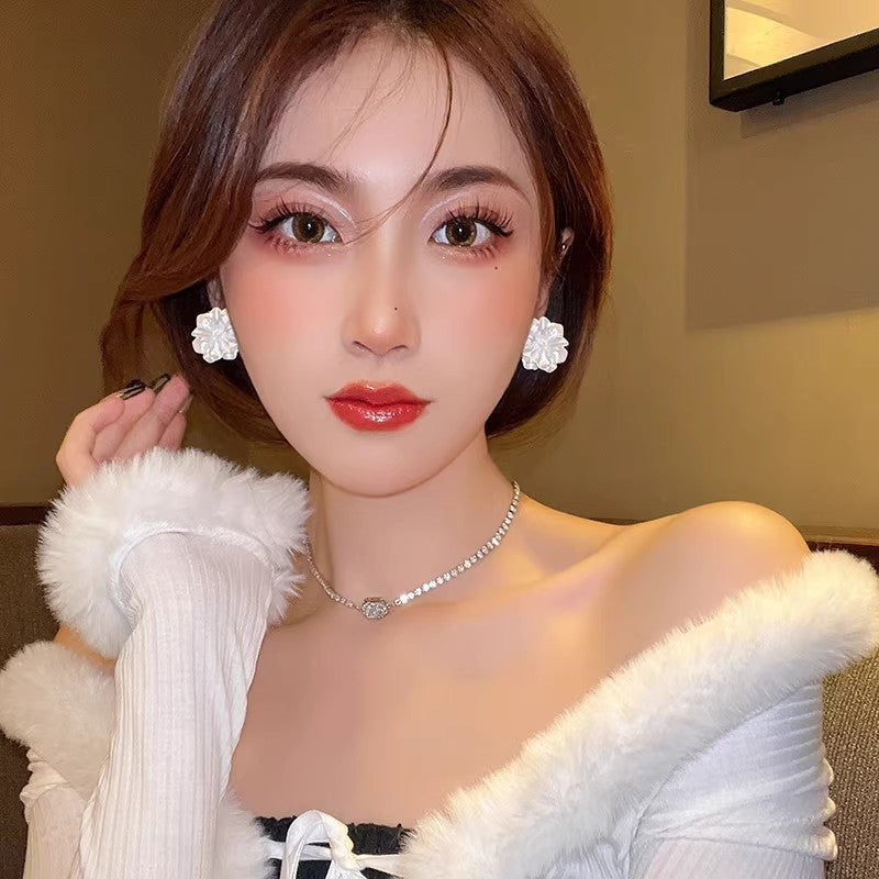 Sparkling Cubic Zirconia Hoop Earrings For Women, Dainty Gold Plated Bling Crystal Hoop Earrings, Luxury Elegant Party Jewelry Gift