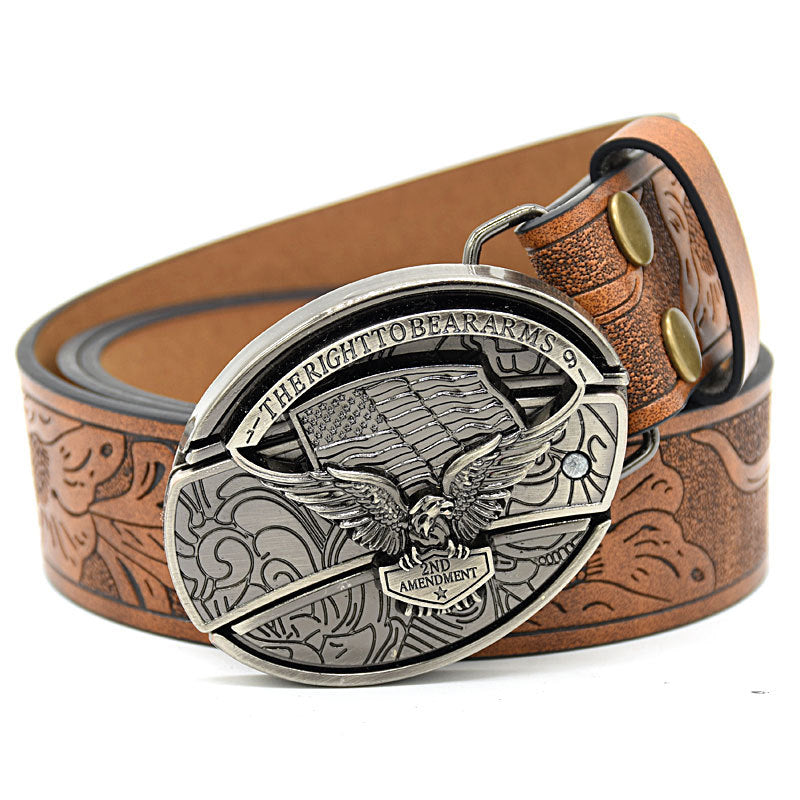 Personality Student Trendy Printing Engraving Smooth Buckle Knife Embossing Belt