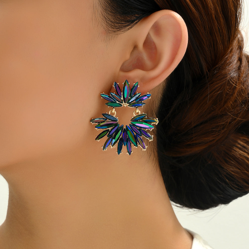 Women's Vintage Elegant Luxury Marquise Rhinestone Floral Drop Earrings Sparkly Jewelry For Bridal Wedding Party Occasions
