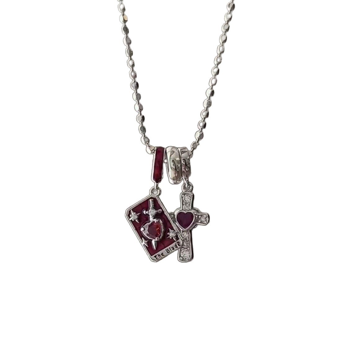 Unique Niche-design Red Heart Cross Necklace