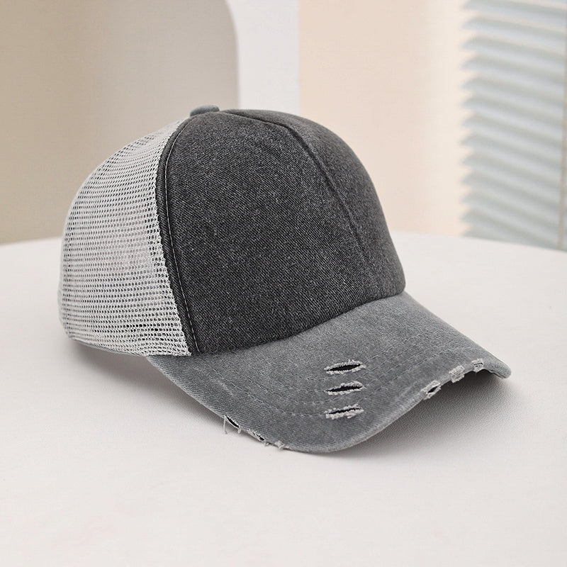 Multi-color Frayed Washed Vintage Mesh Breathable Fashion Sun-protective Baseball Cap Suitable For Outdoor Daily Activities