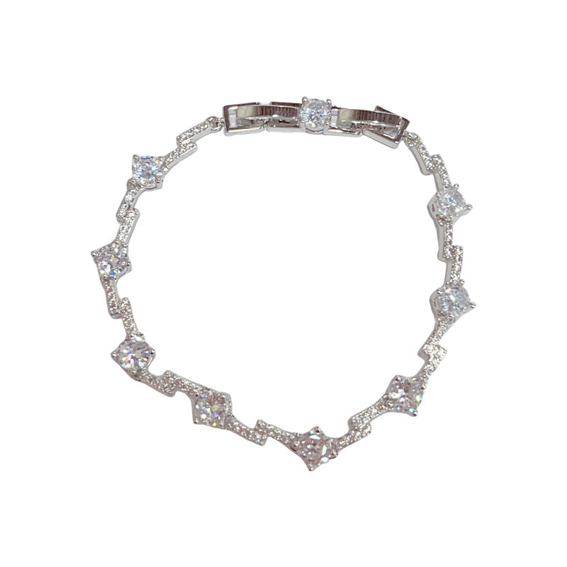 Exquisite And Fashionable Micro-pave Cubic Zirconia Irregular Colorful Bracelet