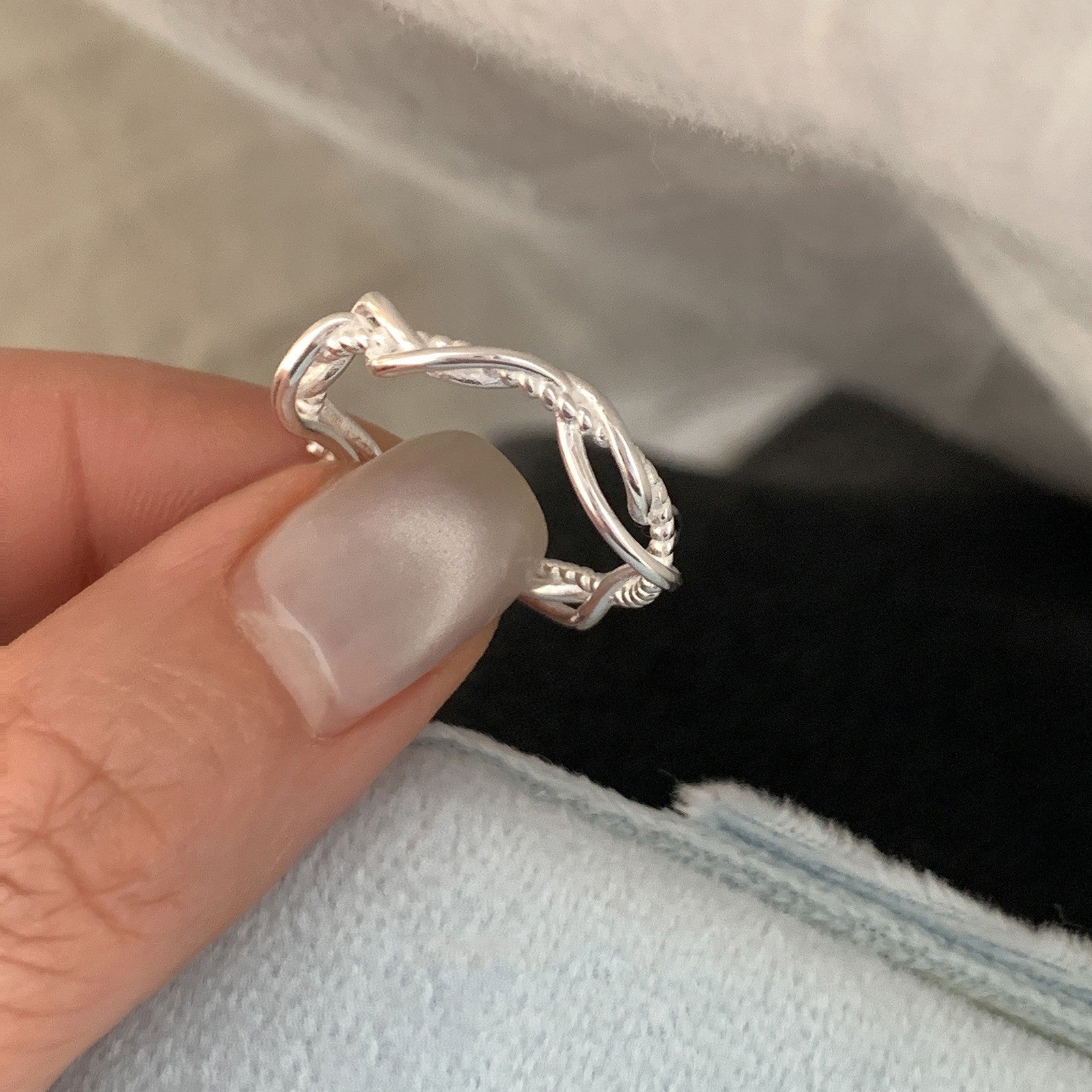 Trendy Irregular 925 Sterling Silver Stackable Rings Set For Women, Non-Tarnish Minimalist INS Aesthetic Plain Band, Versatile Daily Wear Finger Jewelry
