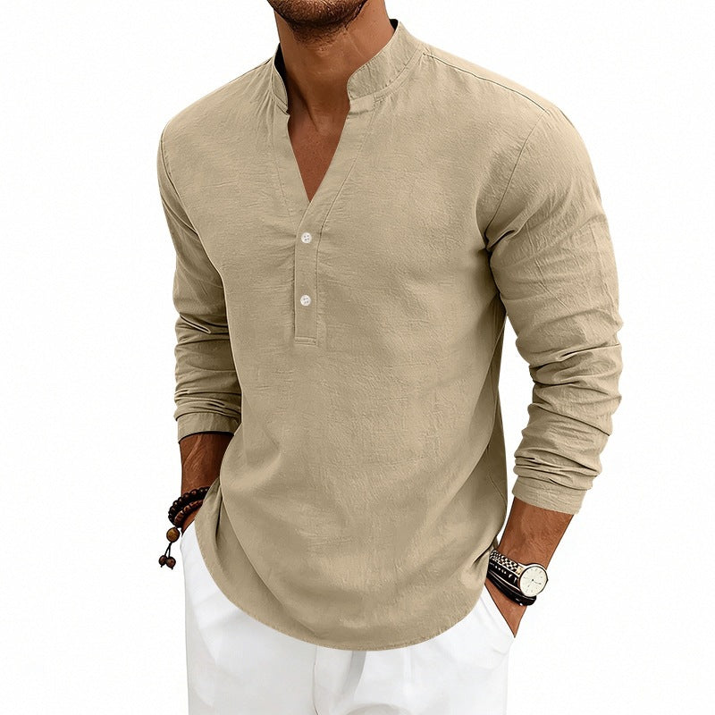 Men's Casual Breathable V-Neck Long-Sleeve T-Shirt