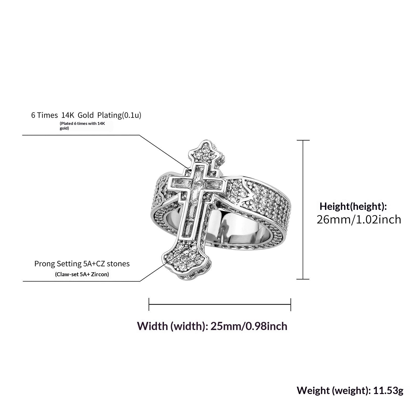 Casual And Versatile New Cross Ring Trendy Mens Ring