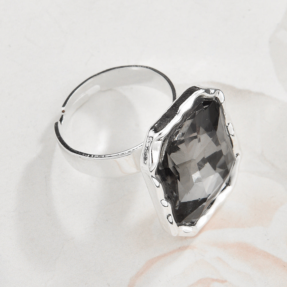 Retro Niche Design Gemstone Open Ring