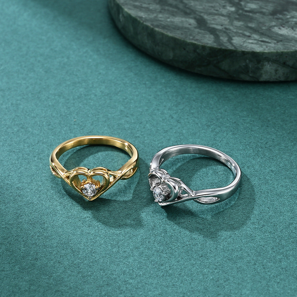 INS Fashion Women's Heart-shaped Clip-in Cast Ring