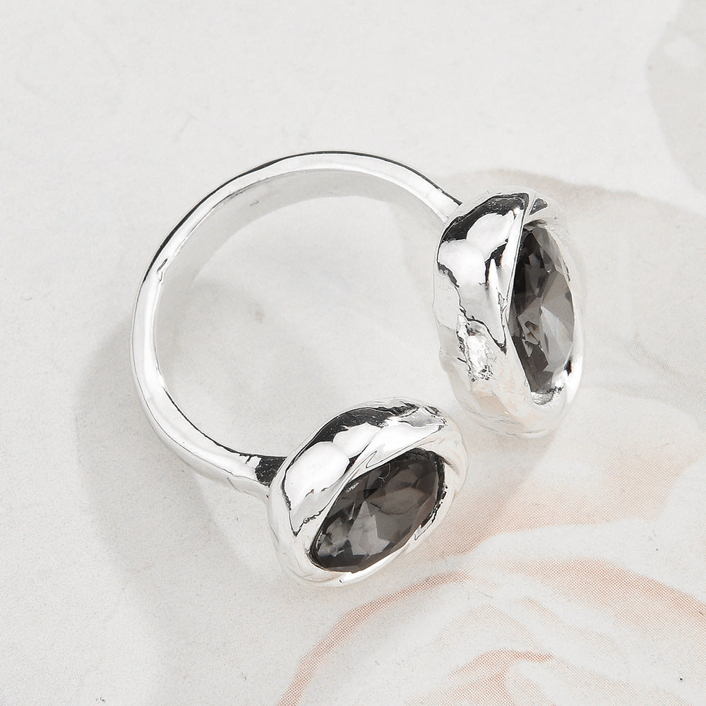 Retro Niche Design Gemstone Open Ring