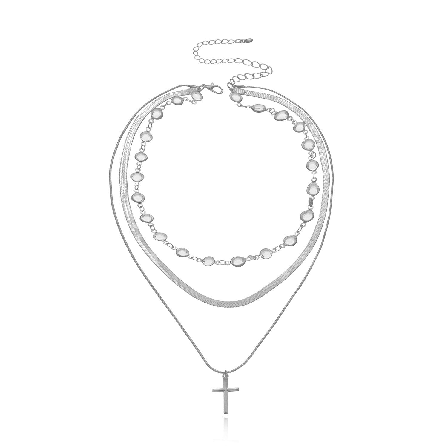 Fashion Rhinestone Necklace Cross Pendant Necklace For Women