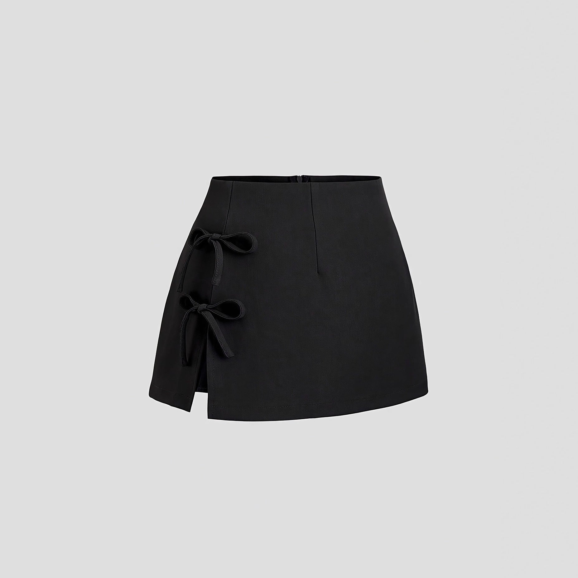 Bow-tied Sexy Slit A-line Mini Skirt