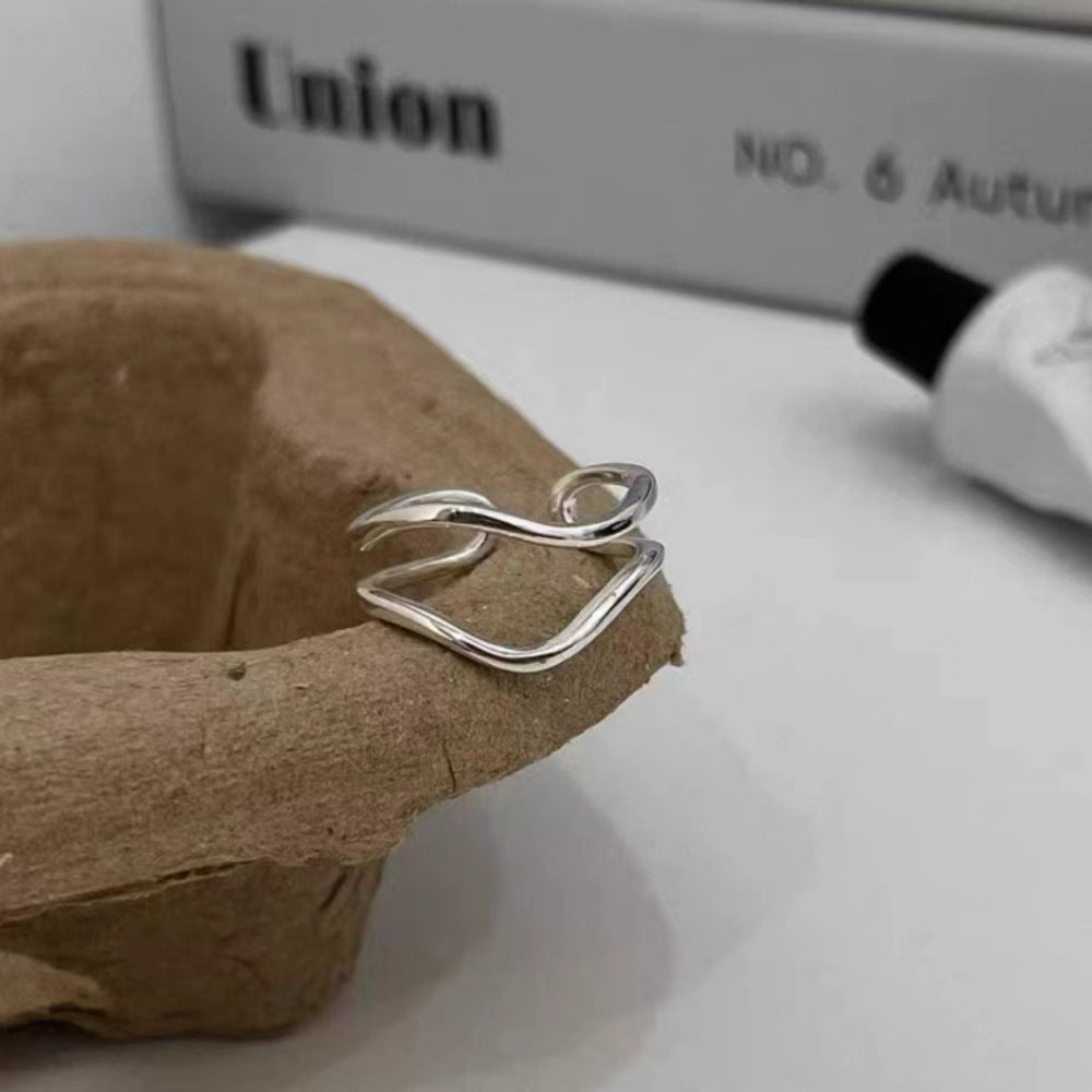 S925 Sterling Silver Women Ring, Simple Unique Design Non-Tarnish Jewelry