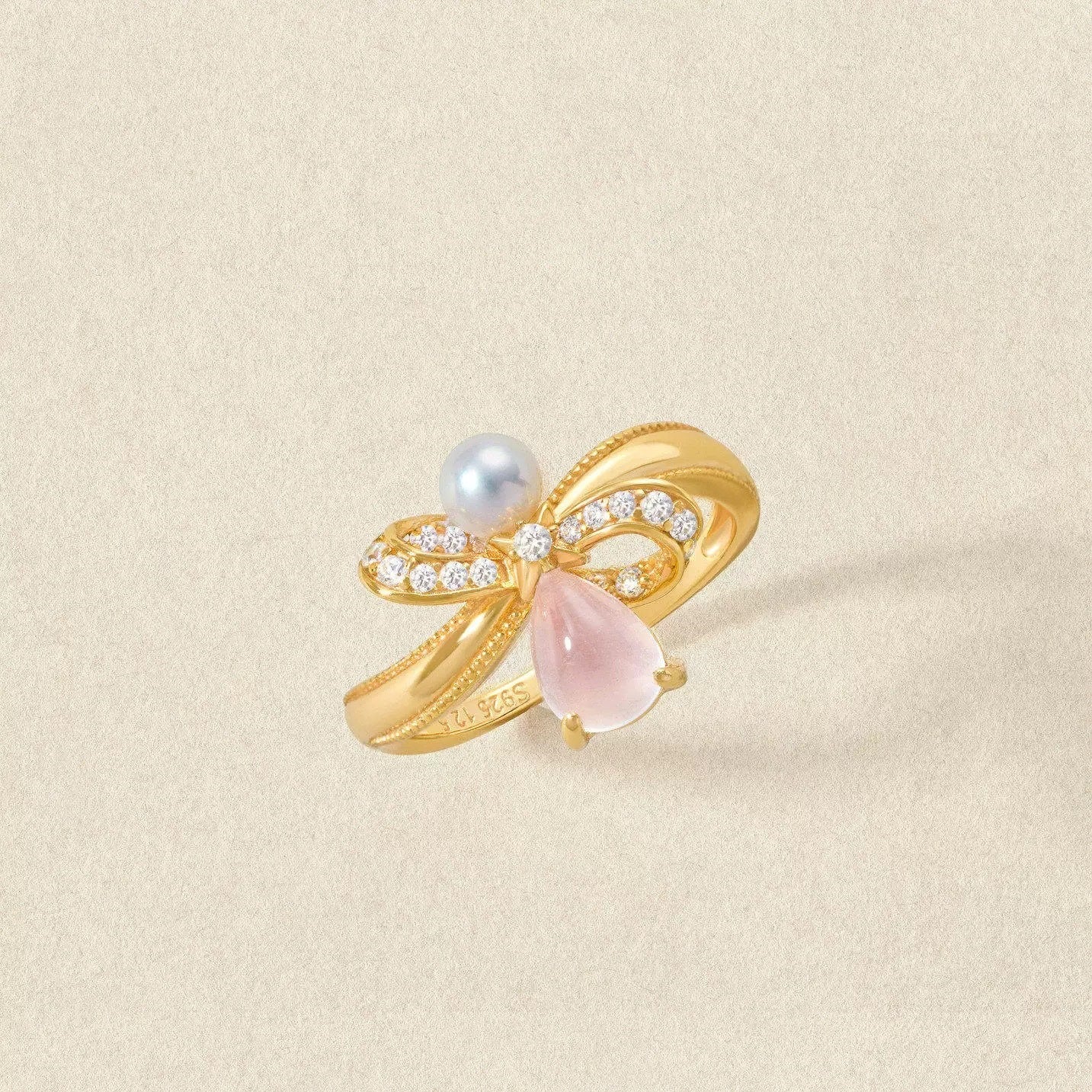 Cat's Eye Stone Bow Ring For Women