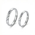 925 Sterling Silver Elegant Silver Couple Rings with Red and Black Twisted Enamel Accents