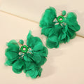 Handmade Bohemian Beaded Chiffon Flower Tassel Earrings For Women Tropical Vacation Statement Jewelry